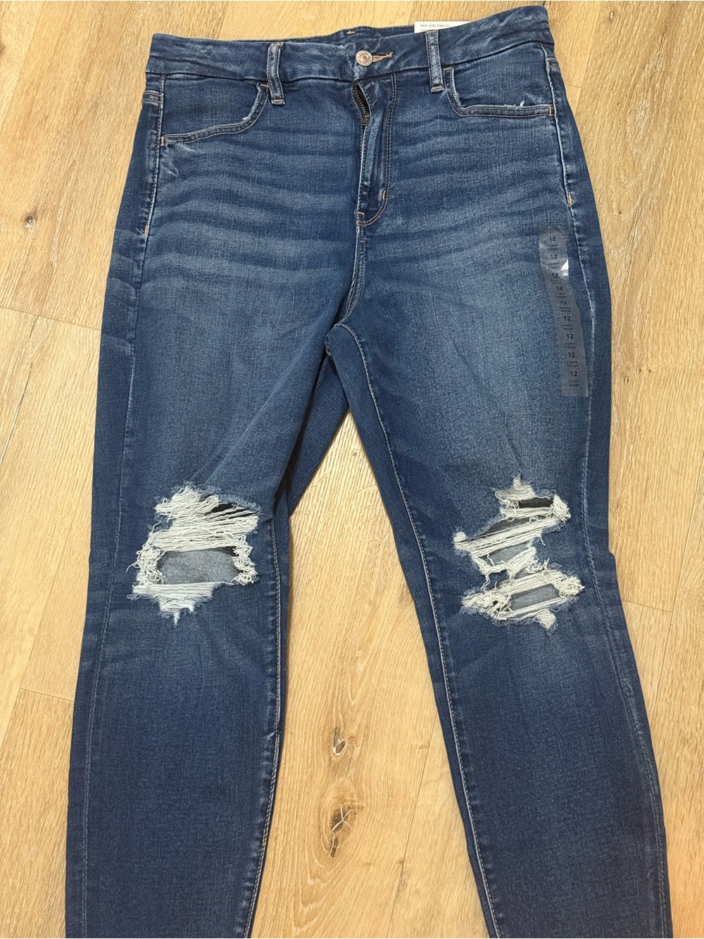 American Eagle Outfitters Dark Blue Distressed Skinny Jeans